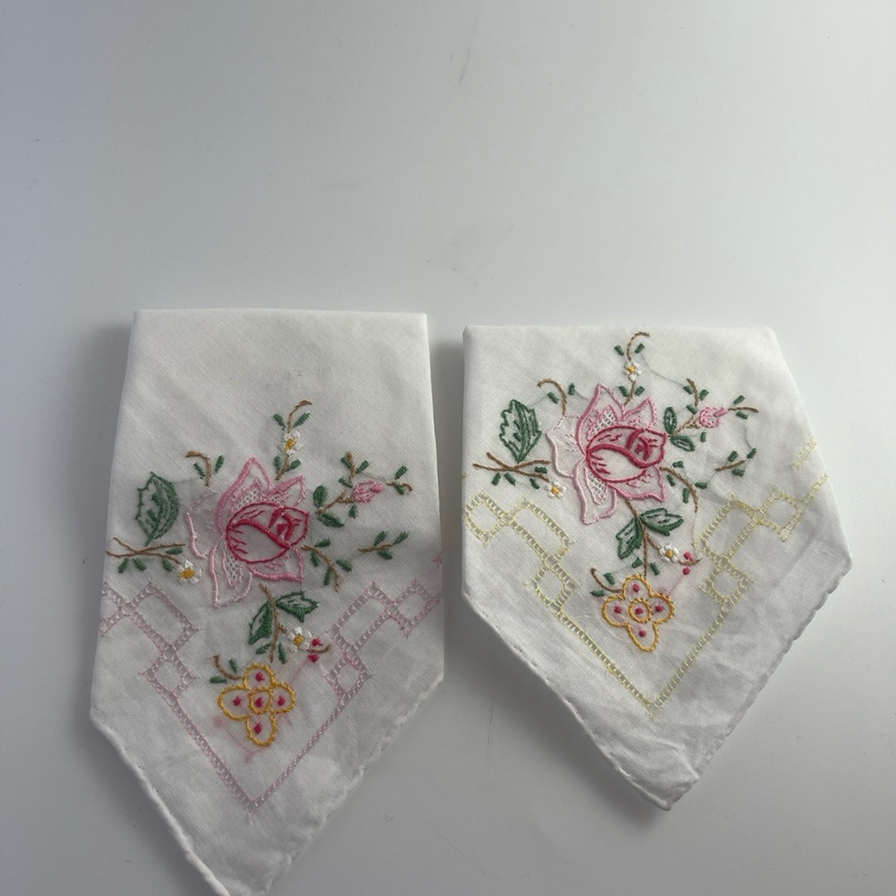 Handkerchiefs Embroidered New set of 2